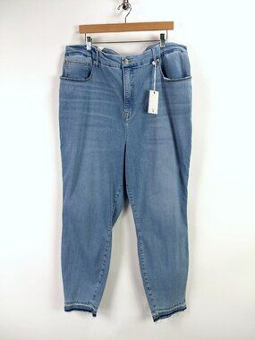 Good American Good Waist Light Wash Blue Crop Stretch Comfy Jeans Plus Size 24